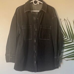 Black Washed Button-Up Shirt Jacket